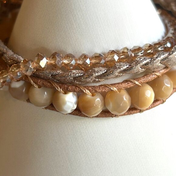 Victoria Emerson Multi-Strand Wrap Bracelet w Faceted Mother of Pearl Beads - Picture 1 of 9